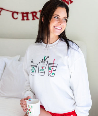 Monogrammed 'I Love Coffee & Christmas' Crewneck Sweatshirt - United Monograms