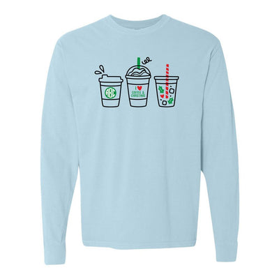 Monogrammed 'I Love Coffee & Christmas' Long Sleeve T-Shirt - United Monograms