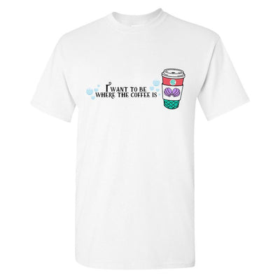 Monogrammed 'I Want To Be Where The Coffee Is' Basic T-Shirt - United Monograms