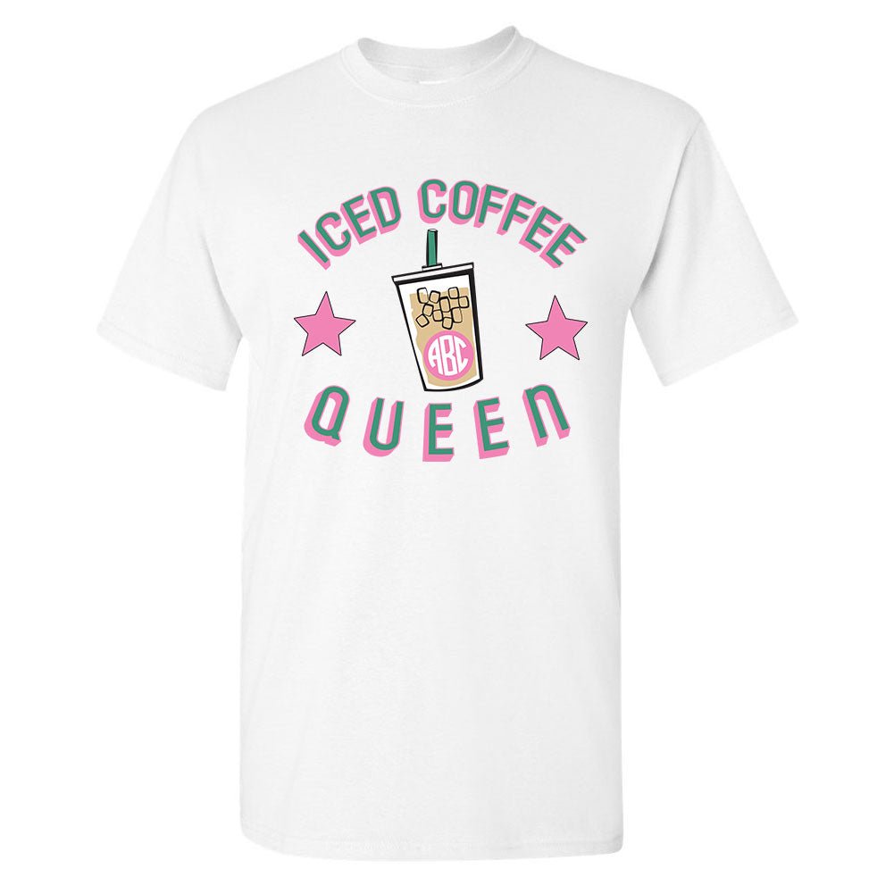 Monogrammed 'Iced Coffee Queen' Basic T-Shirt - United Monograms