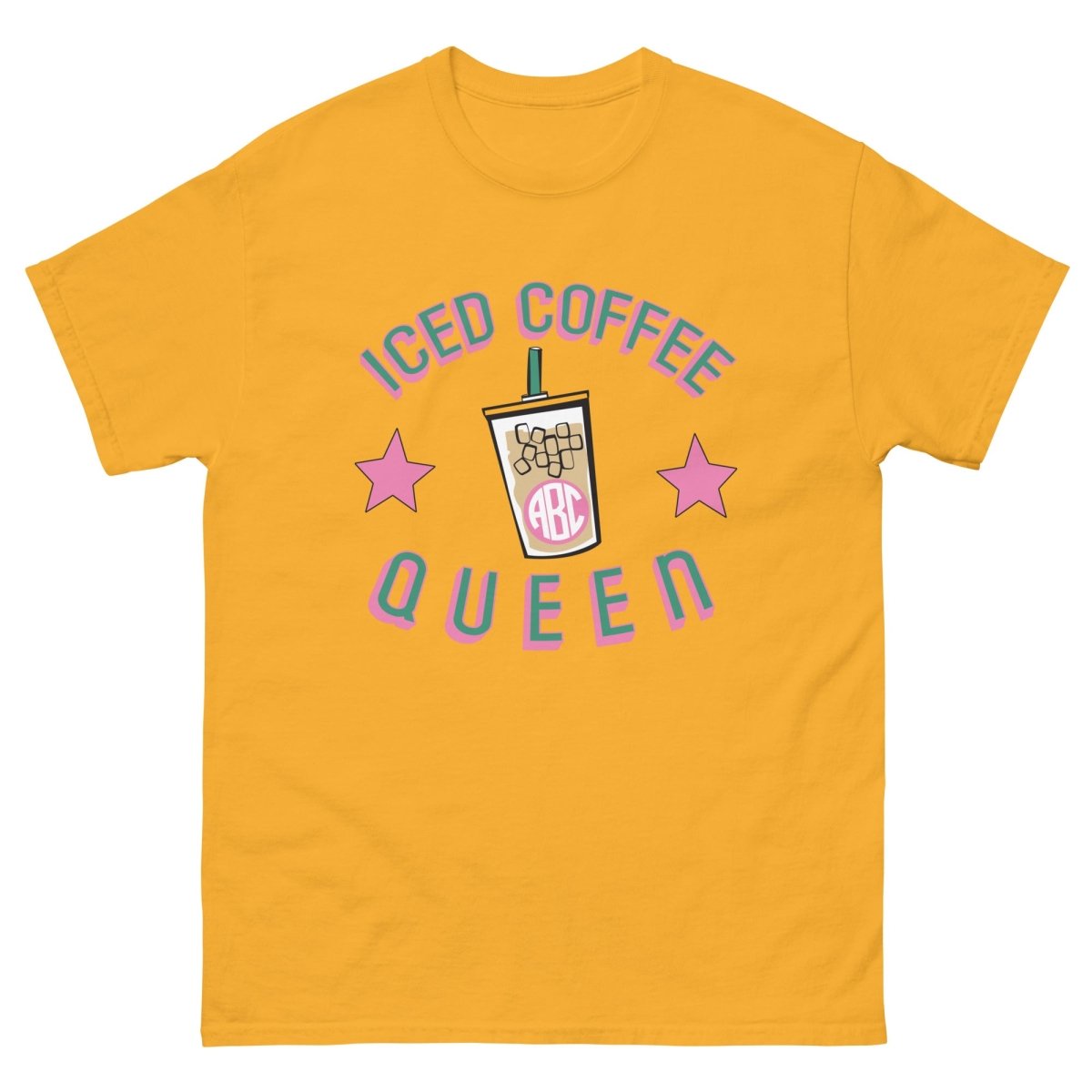 Monogrammed 'Iced Coffee Queen' Basic T-Shirt - United Monograms