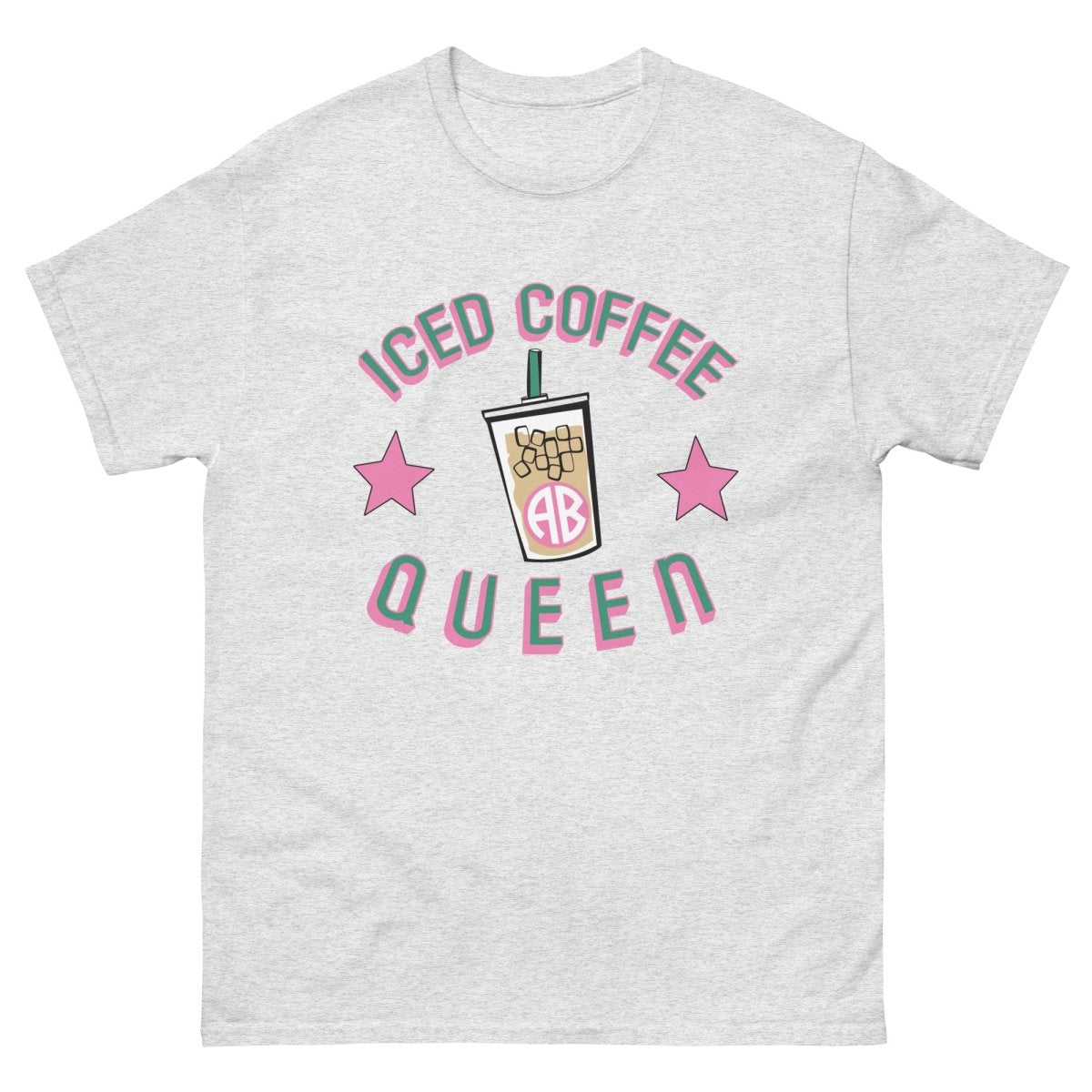 Monogrammed 'Iced Coffee Queen' Basic T-Shirt - United Monograms