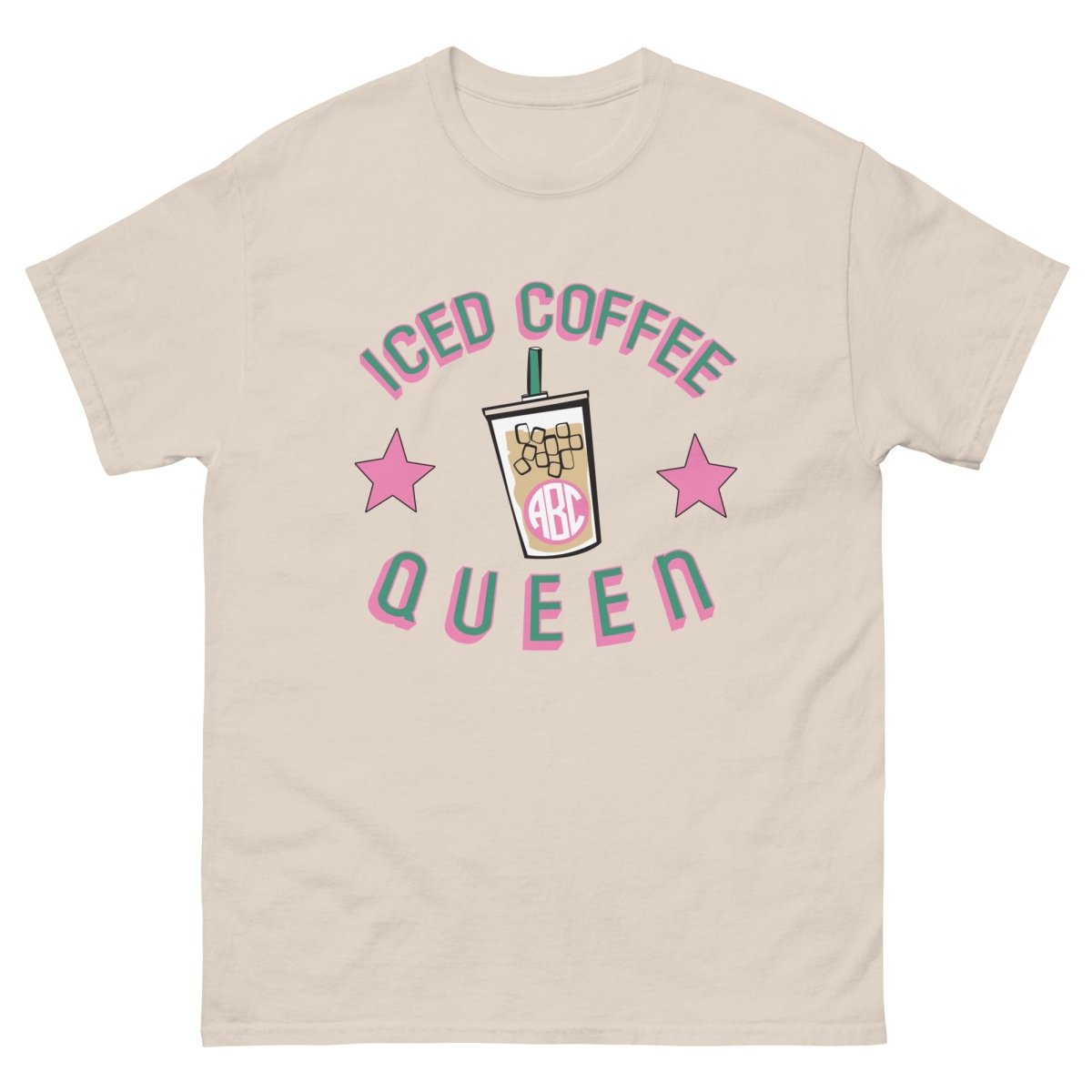 Monogrammed 'Iced Coffee Queen' Basic T-Shirt - United Monograms