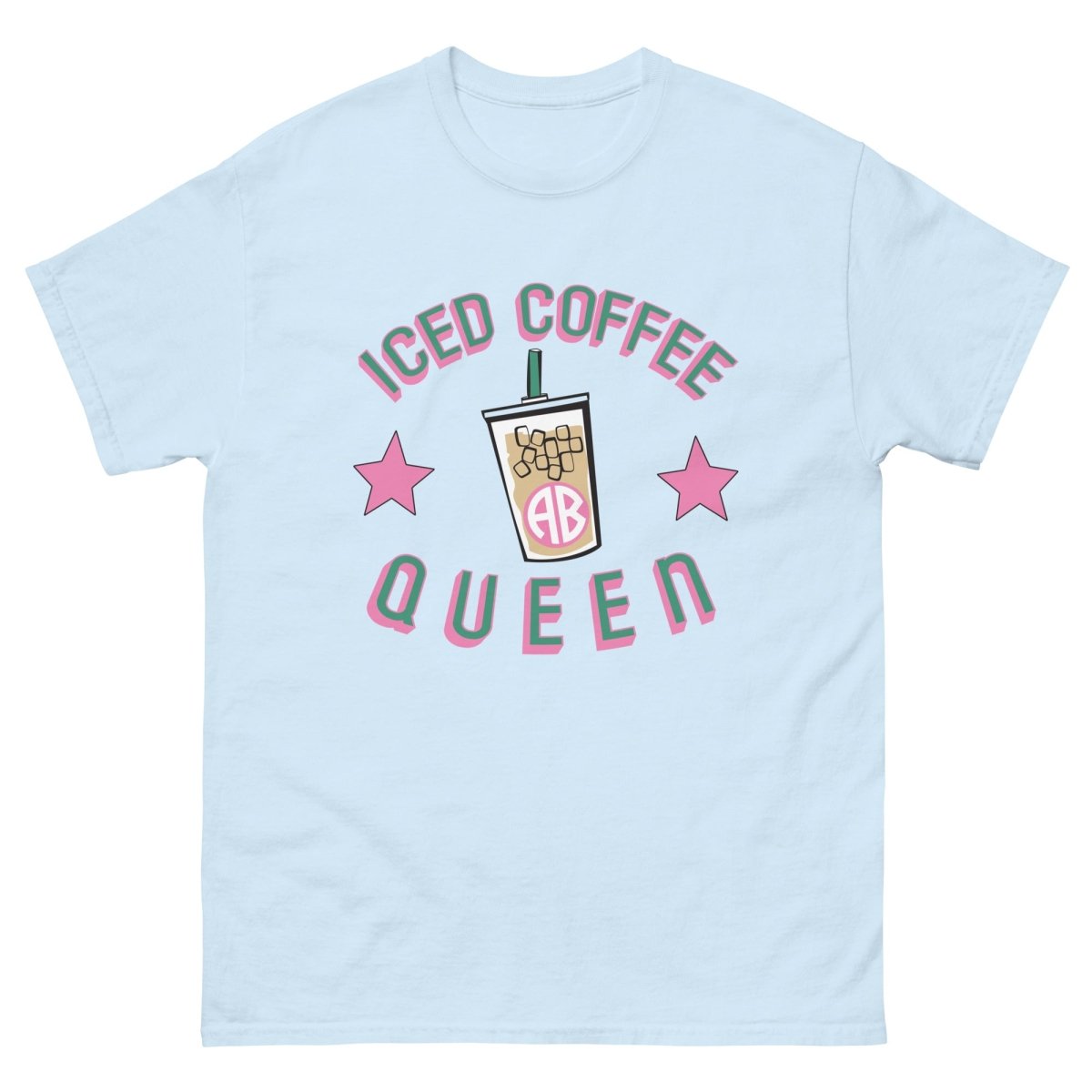 Monogrammed 'Iced Coffee Queen' Basic T-Shirt - United Monograms