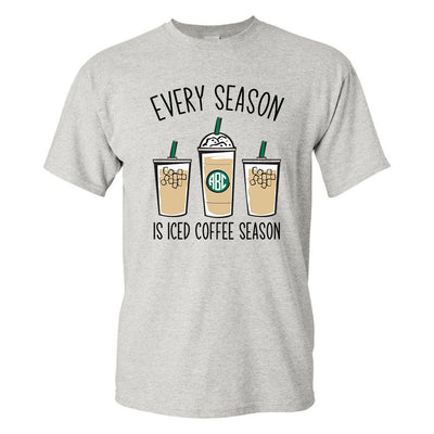 Monogrammed 'Iced Coffee Season' Basic T-Shirt - United Monograms