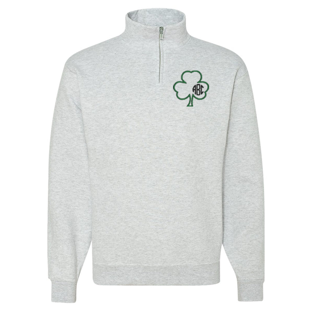 Monogrammed Irish Shamrock Quarter Zip Sweatshirt - United Monograms