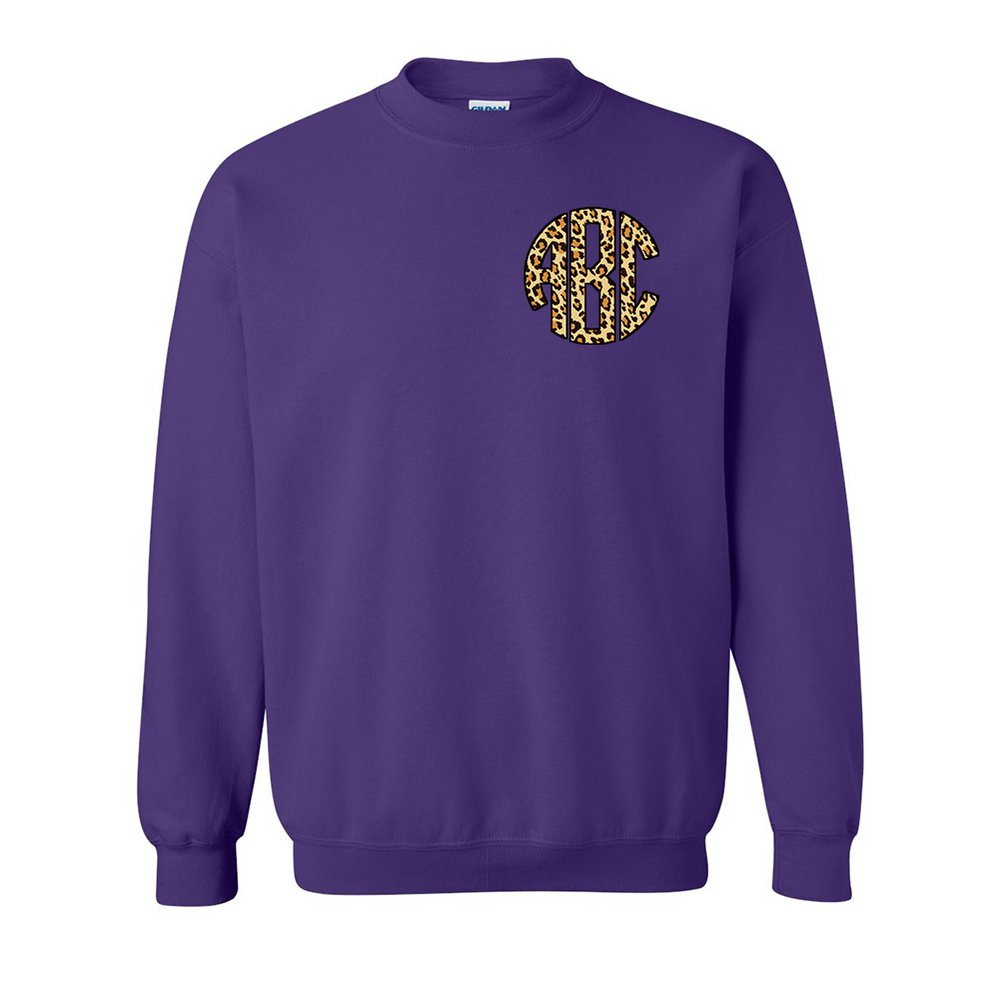 Monogrammed 'Leopard' Big Print Crewneck Sweatshirt - United Monograms