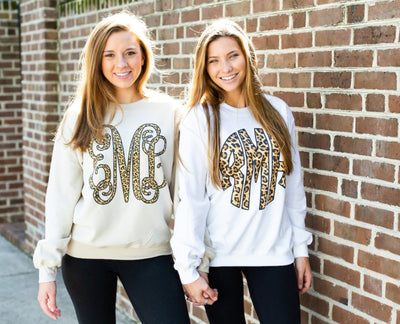 Monogrammed 'Leopard' Big Print Crewneck Sweatshirt - United Monograms