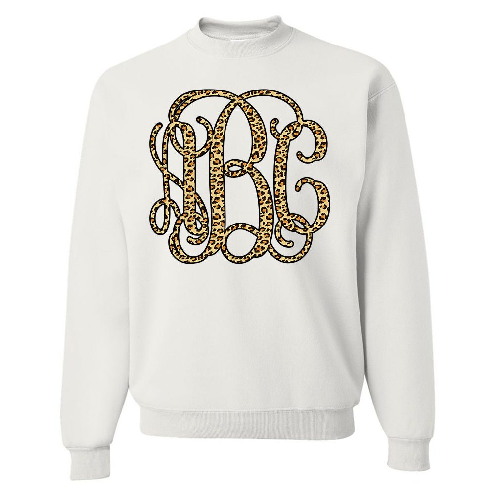 Monogrammed Leopard Big Print Crewneck Sweatshirt United Monograms