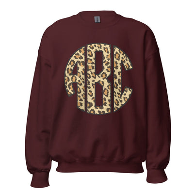 Monogrammed 'Leopard' Big Print Crewneck Sweatshirt - United Monograms