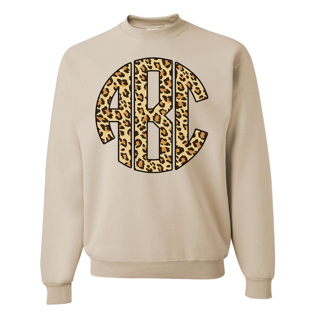 Monogrammed 'Leopard' Big Print Crewneck Sweatshirt - United Monograms