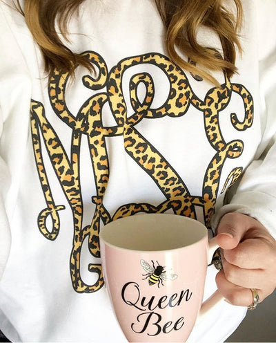 Monogrammed 'Leopard' Big Print Crewneck Sweatshirt - United Monograms