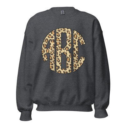 Monogrammed 'Leopard' Big Print Crewneck Sweatshirt - United Monograms