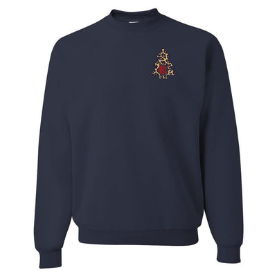 Monogrammed Leopard Christmas Tree Crewneck Sweatshirt - United Monograms