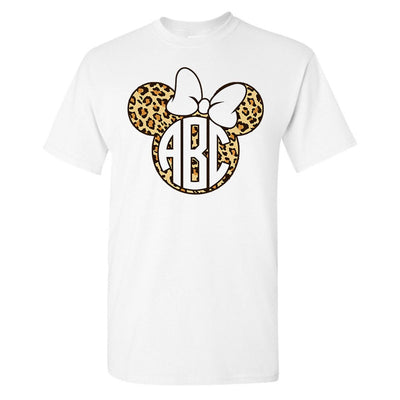 Monogrammed 'Leopard Minnie' Basic T-Shirt - United Monograms