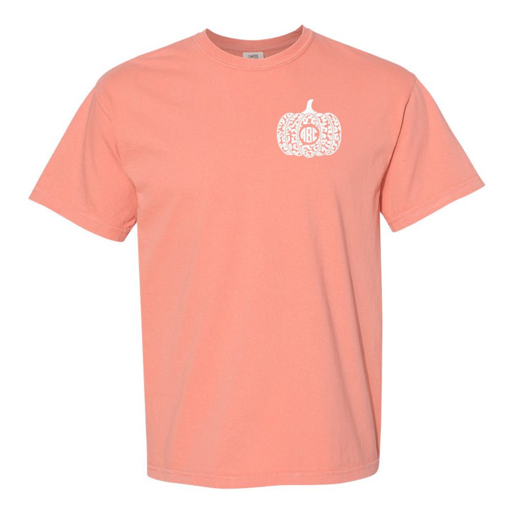 Monogrammed Leopard Pumpkin Comfort Colors T-Shirt - United Monograms