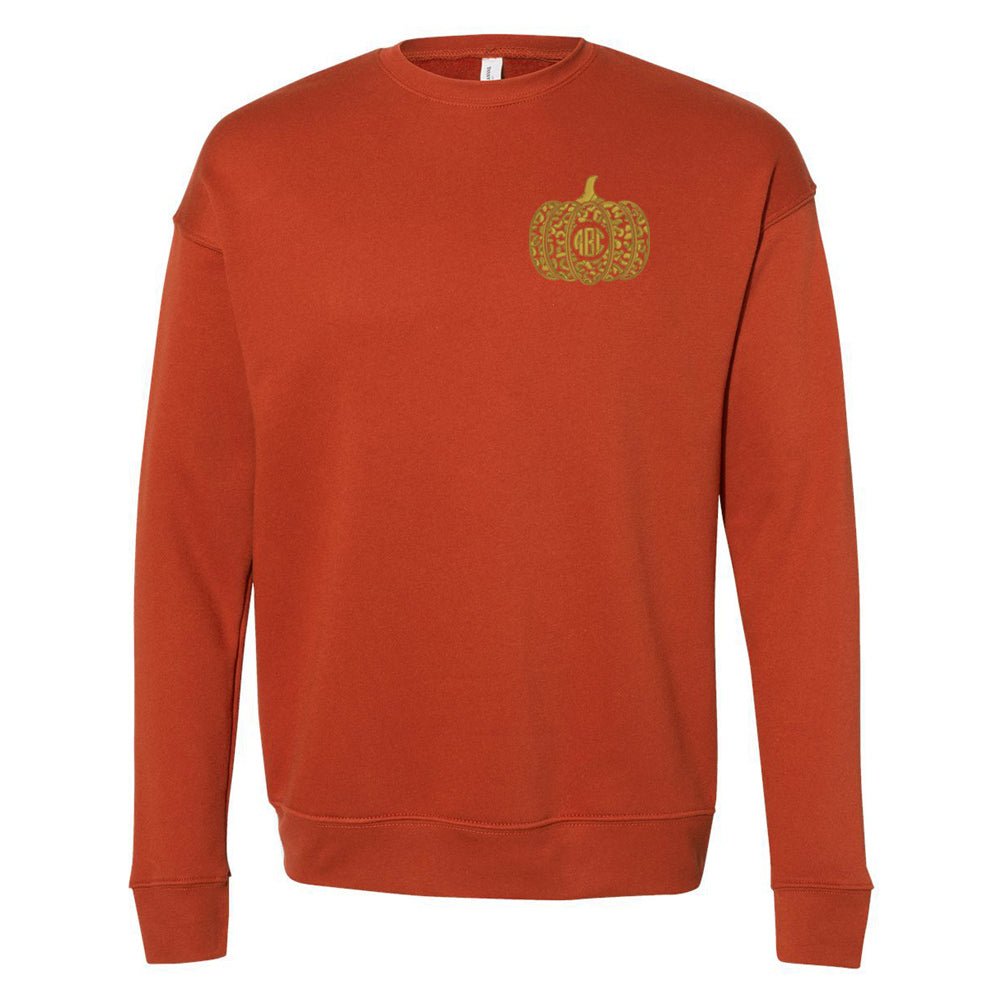 Monogrammed Leopard Pumpkin Premium Crewneck Sweatshirt - United Monograms