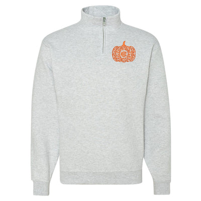 Monogrammed Leopard Pumpkin Quarter Zip Sweatshirt - United Monograms