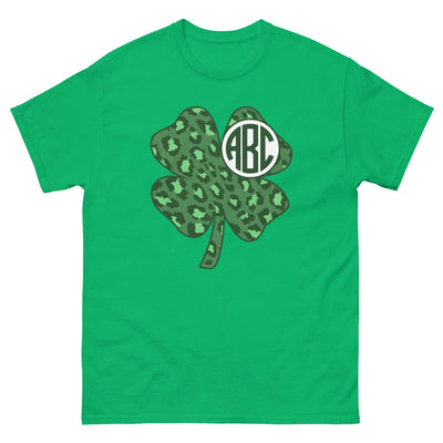 Monogrammed 'Leopard Shamrock' Basic T-Shirt - United Monograms