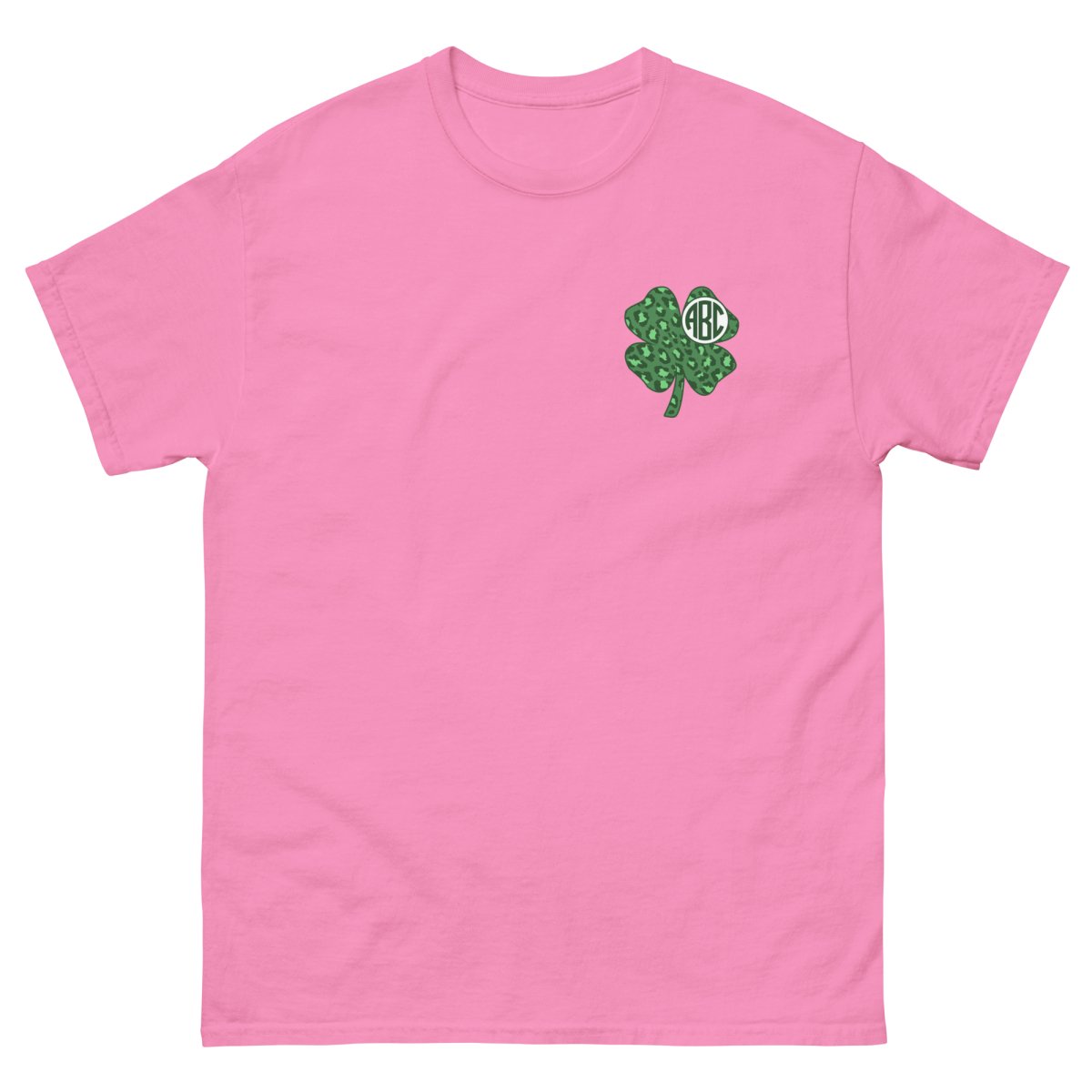 Monogrammed 'Leopard Shamrock' Basic T-Shirt - United Monograms