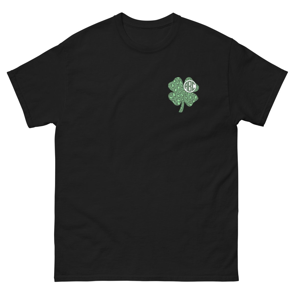 Monogrammed 'Leopard Shamrock' Basic T-Shirt - United Monograms