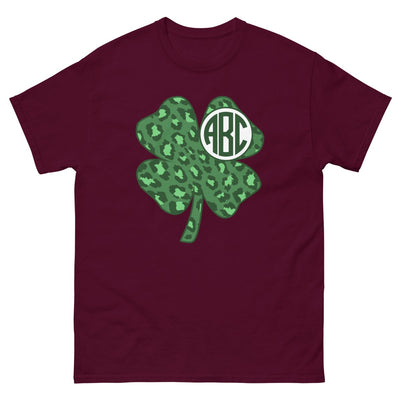 Monogrammed 'Leopard Shamrock' Basic T-Shirt - United Monograms