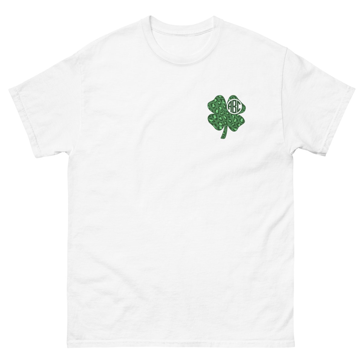 Monogrammed 'Leopard Shamrock' Basic T-Shirt - United Monograms