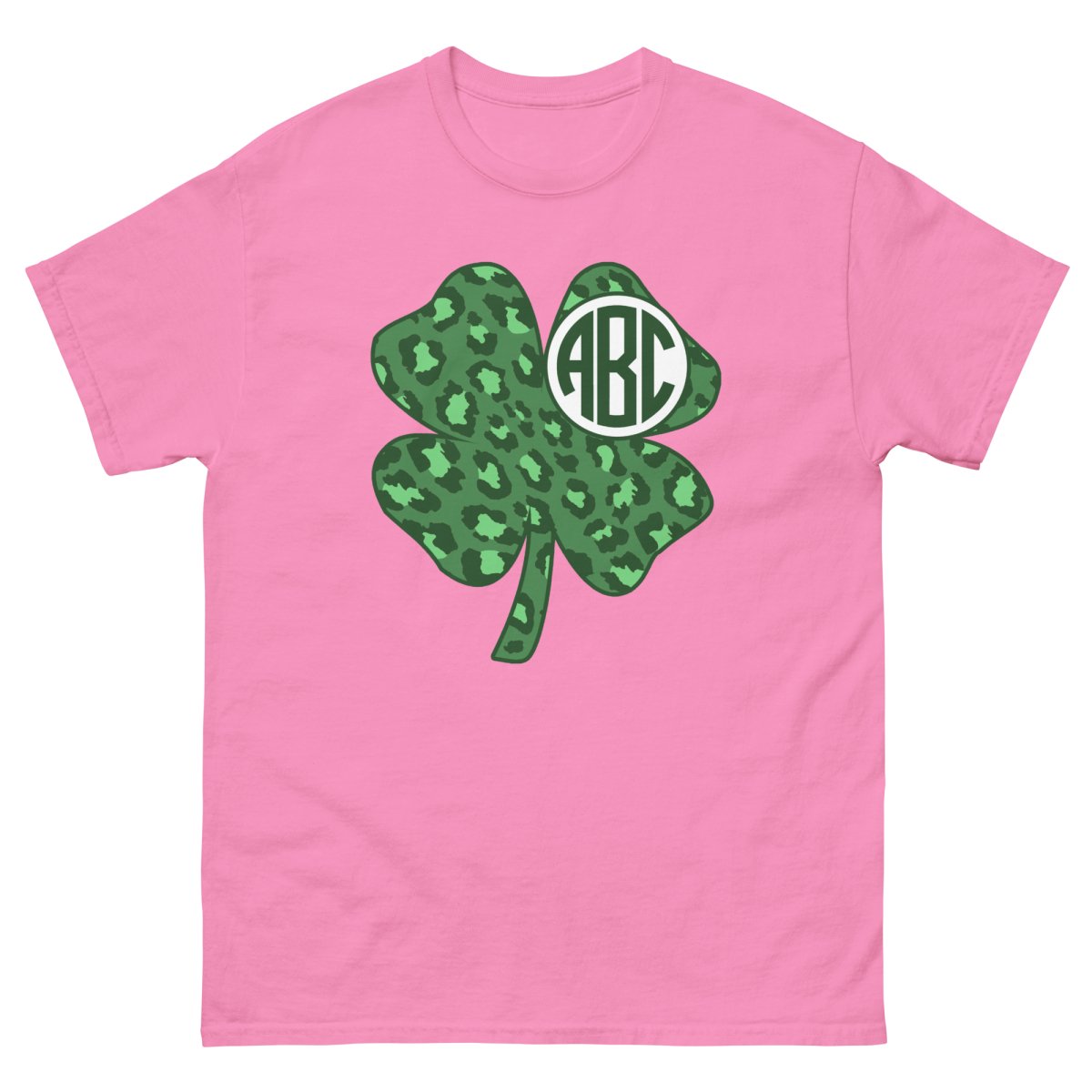 Monogrammed 'Leopard Shamrock' Basic T-Shirt - United Monograms