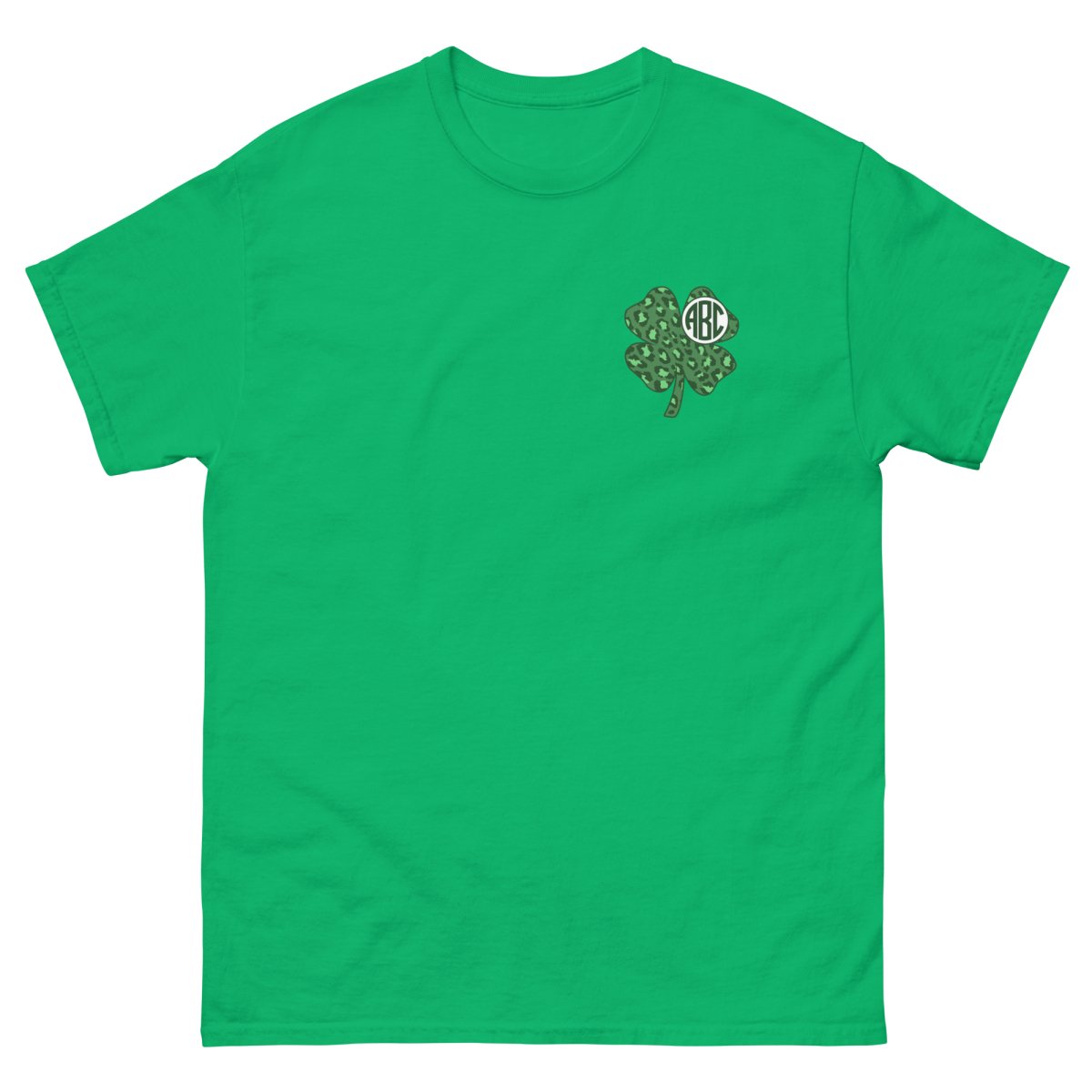 Monogrammed 'Leopard Shamrock' Basic T-Shirt - United Monograms