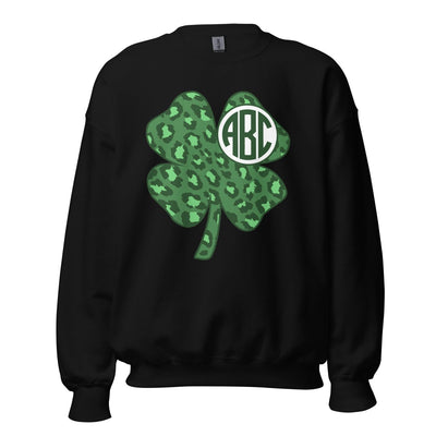 Monogrammed 'Leopard Shamrock' Crewneck Sweatshirt - United Monograms