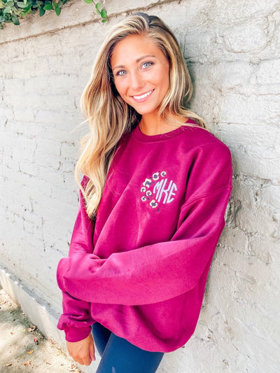 Monogrammed Leopard Spots Crewneck Sweatshirt - United Monograms