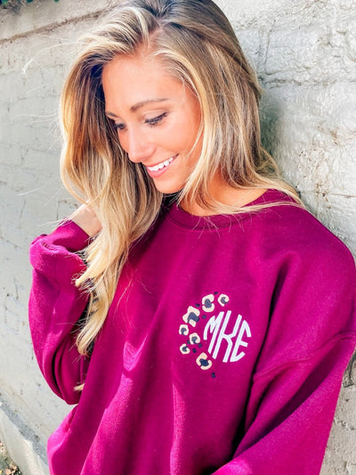 Monogrammed Leopard Spots Crewneck Sweatshirt - United Monograms