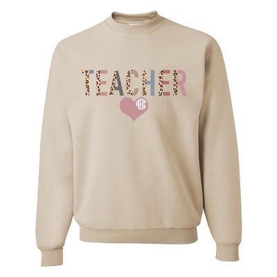 Monogrammed 'Leopard Teacher' Crewneck Sweatshirt - United Monograms