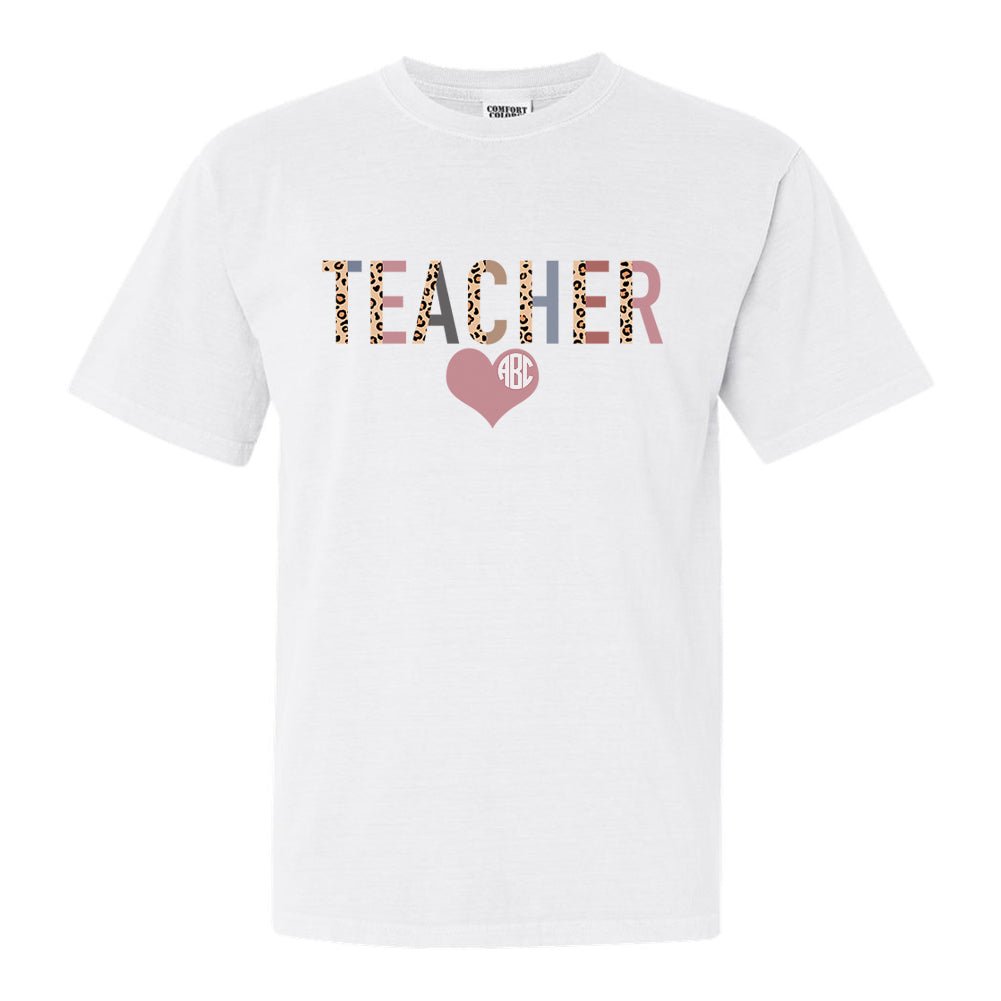 Monogrammed 'Leopard Teacher' T-Shirt - United Monograms