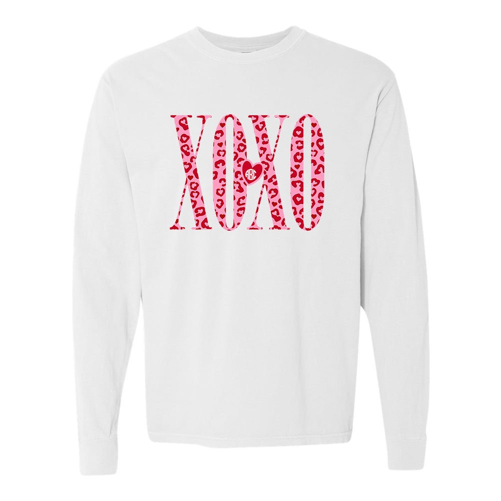 Monogrammed 'Leopard XOXO' Long Sleeve T-Shirt - United Monograms