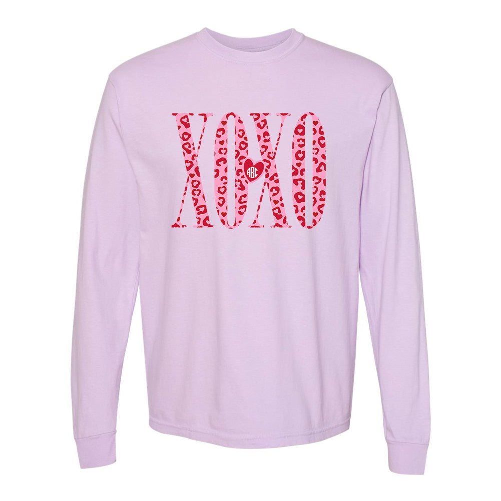 Monogrammed 'Leopard XOXO' Long Sleeve T-Shirt - United Monograms