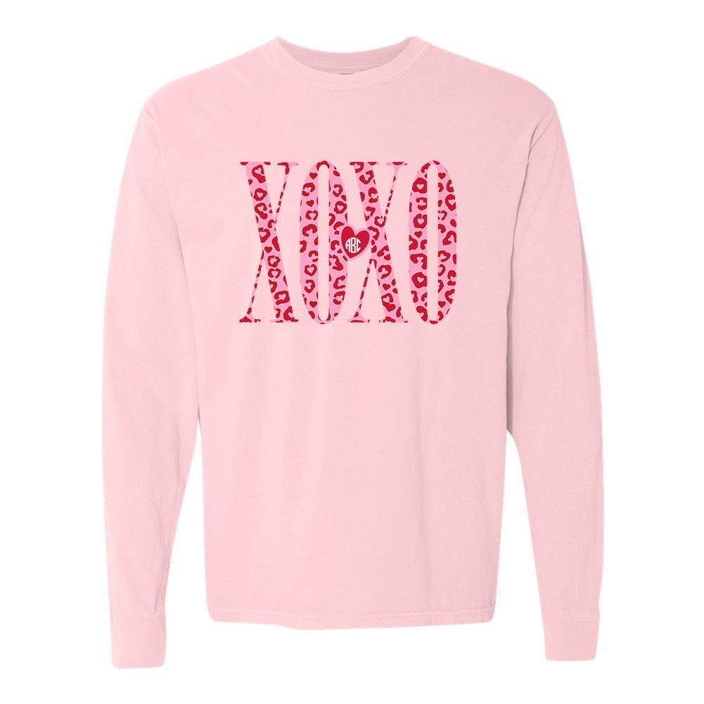 Monogrammed 'Leopard XOXO' Long Sleeve T-Shirt - United Monograms