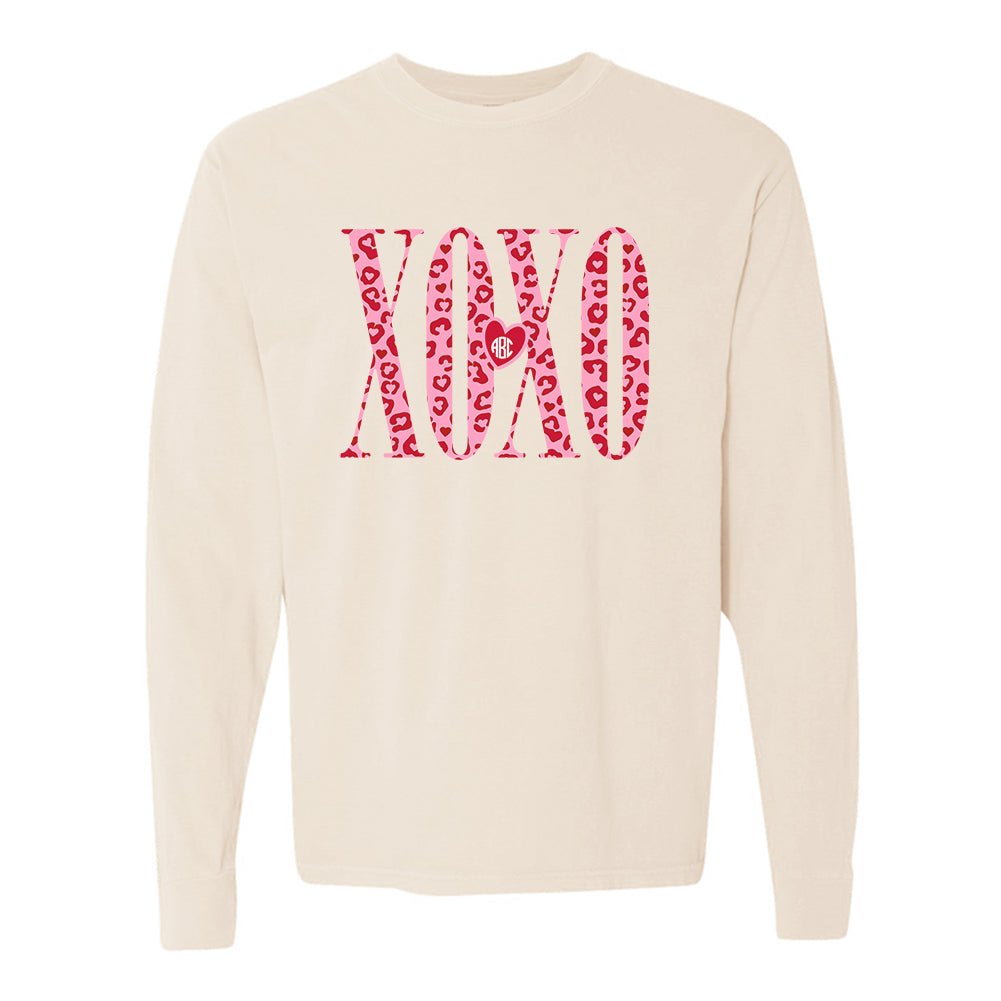 Monogrammed 'Leopard XOXO' Long Sleeve T-Shirt - United Monograms