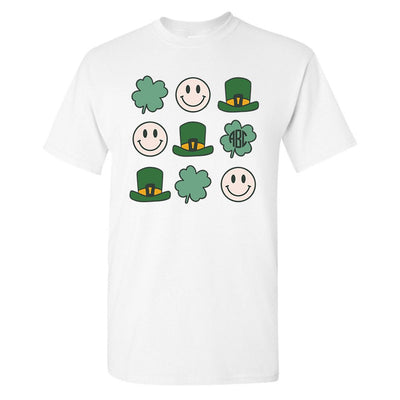 Monogrammed 'Leprechaun, Shamrock & Smileys' Basic T-Shirt - United Monograms