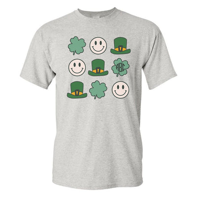 Monogrammed 'Leprechaun, Shamrock & Smileys' Basic T-Shirt - United Monograms