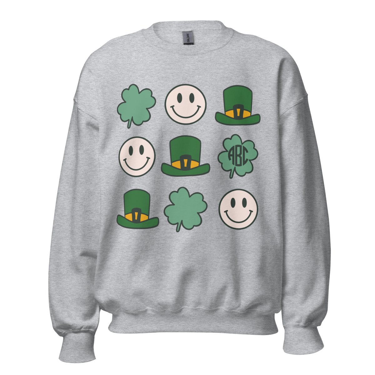 Monogrammed 'Leprechaun, Shamrock & 'Smileys' Sweatshirt - United Monograms