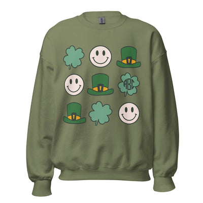 Monogrammed 'Leprechaun, Shamrock & 'Smileys' Sweatshirt - United Monograms