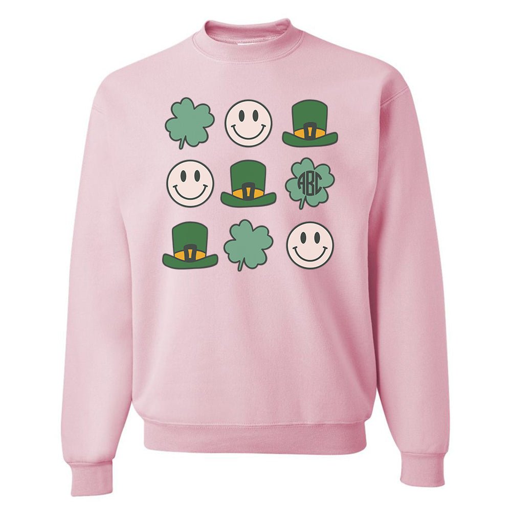 Monogrammed 'Leprechaun, Shamrock & 'Smileys' Sweatshirt - United Monograms