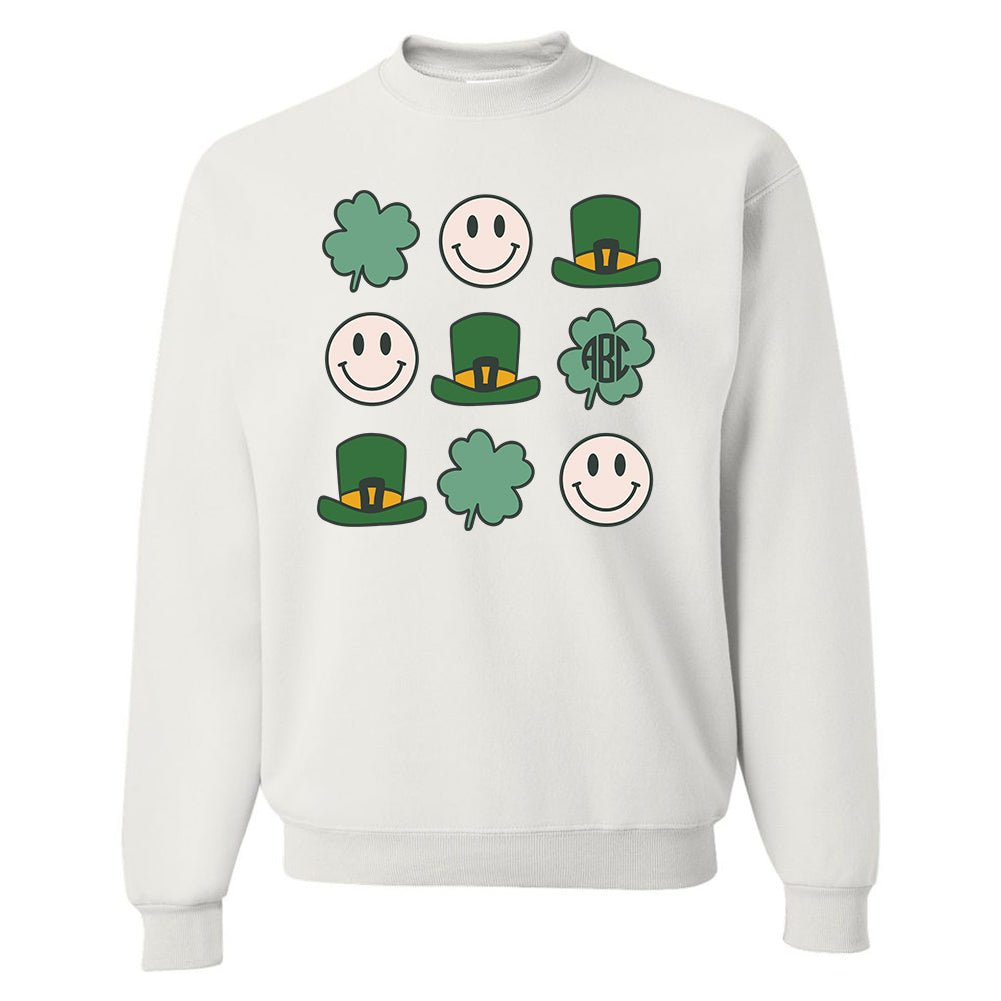 Monogrammed 'Leprechaun, Shamrock & 'Smileys' Sweatshirt - United Monograms