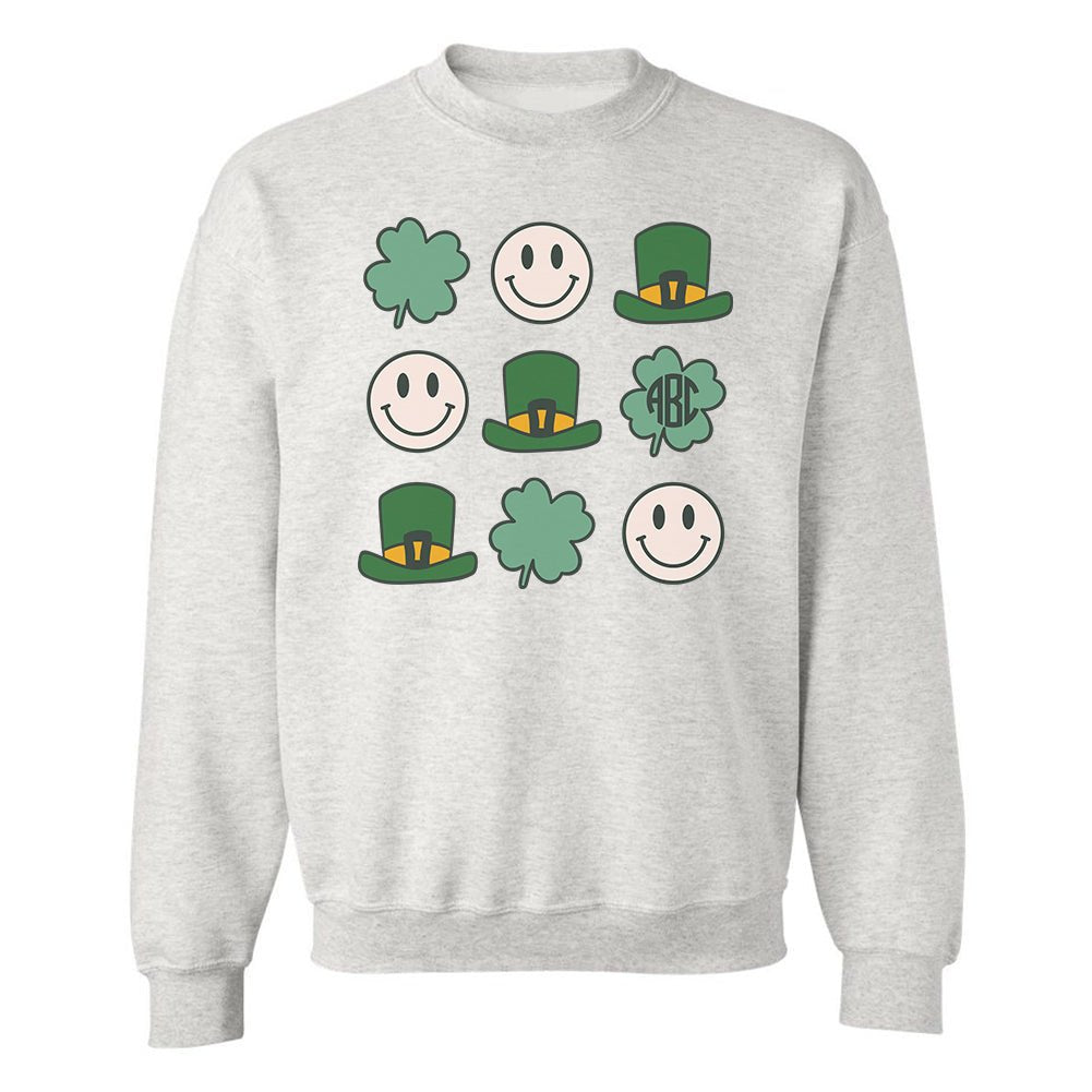 Monogrammed 'Leprechaun, Shamrock & 'Smileys' Sweatshirt - United Monograms