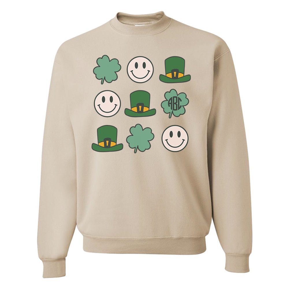 Monogrammed 'Leprechaun, Shamrock & 'Smileys' Sweatshirt - United Monograms