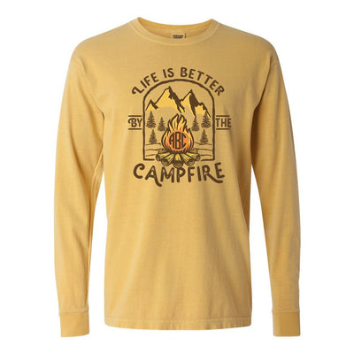 Monogrammed 'Life is Better by the Campfire' Long Sleeve T-Shirt - United Monograms