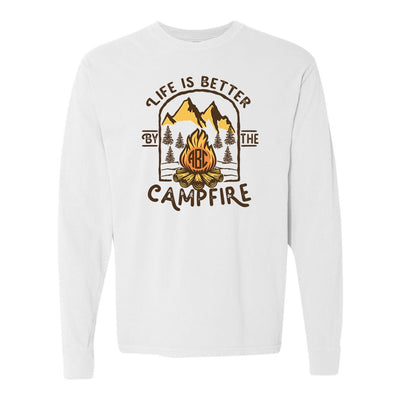 Monogrammed 'Life is Better by the Campfire' Long Sleeve T-Shirt - United Monograms