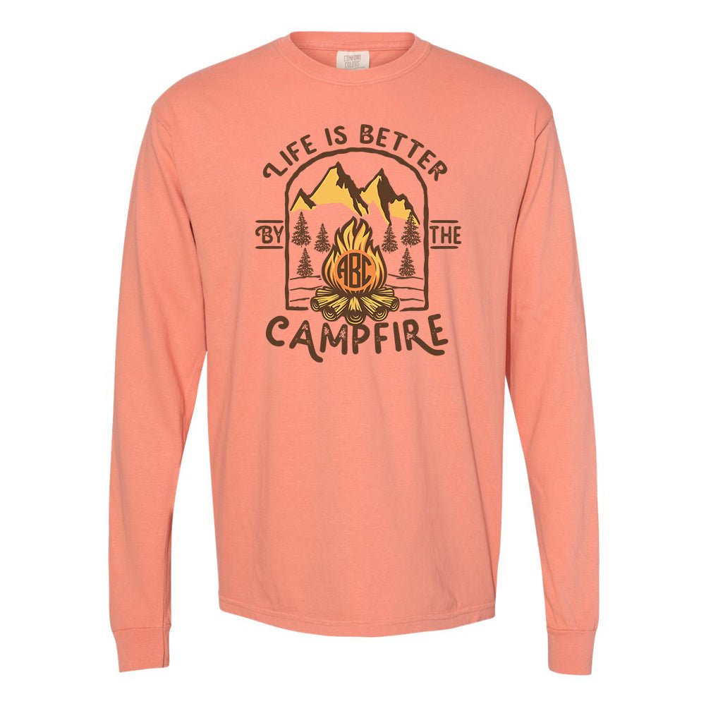 Monogrammed 'Life is Better by the Campfire' Long Sleeve T-Shirt - United Monograms