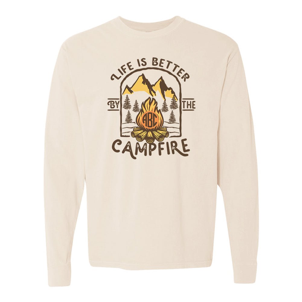 Monogrammed 'Life is Better by the Campfire' Long Sleeve T-Shirt - United Monograms